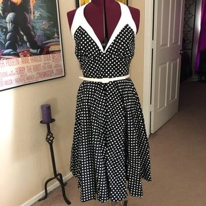 Retro polka dot halter dress